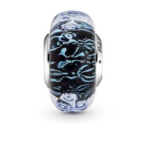 Wavy Dark Blue Murano Glass Ocean Pandora Charm